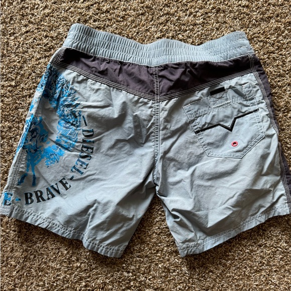 Diesel Gray and Blue Board Shorts Quick-Dry Swimwear trunks men’s size small - Picture 3 of 9